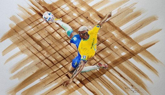 Artista do Qatar homenageia Brasil e pinta gol de Richarlison na Copa do Mundo