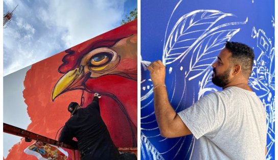 Artistas desenham o amor à Bahia e revelam sua arte nas paredes do Grupo Aratu; confira 