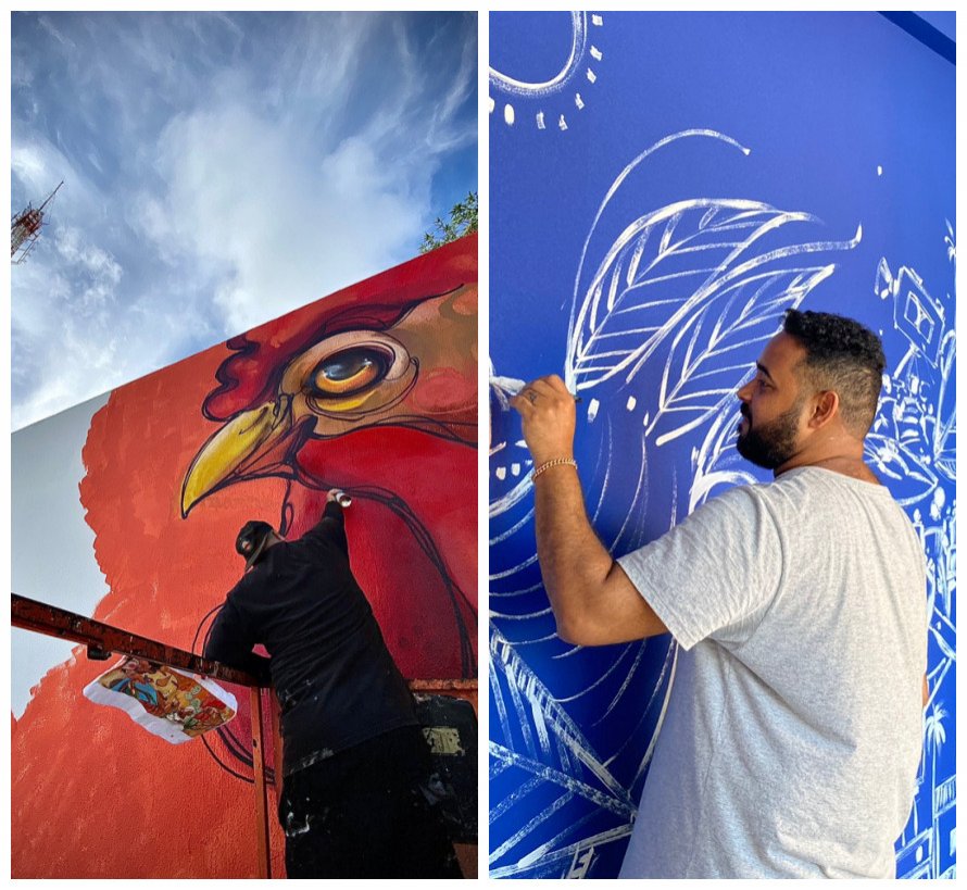 Artistas desenham o amor à Bahia e revelam sua arte nas paredes do Grupo Aratu; confira 