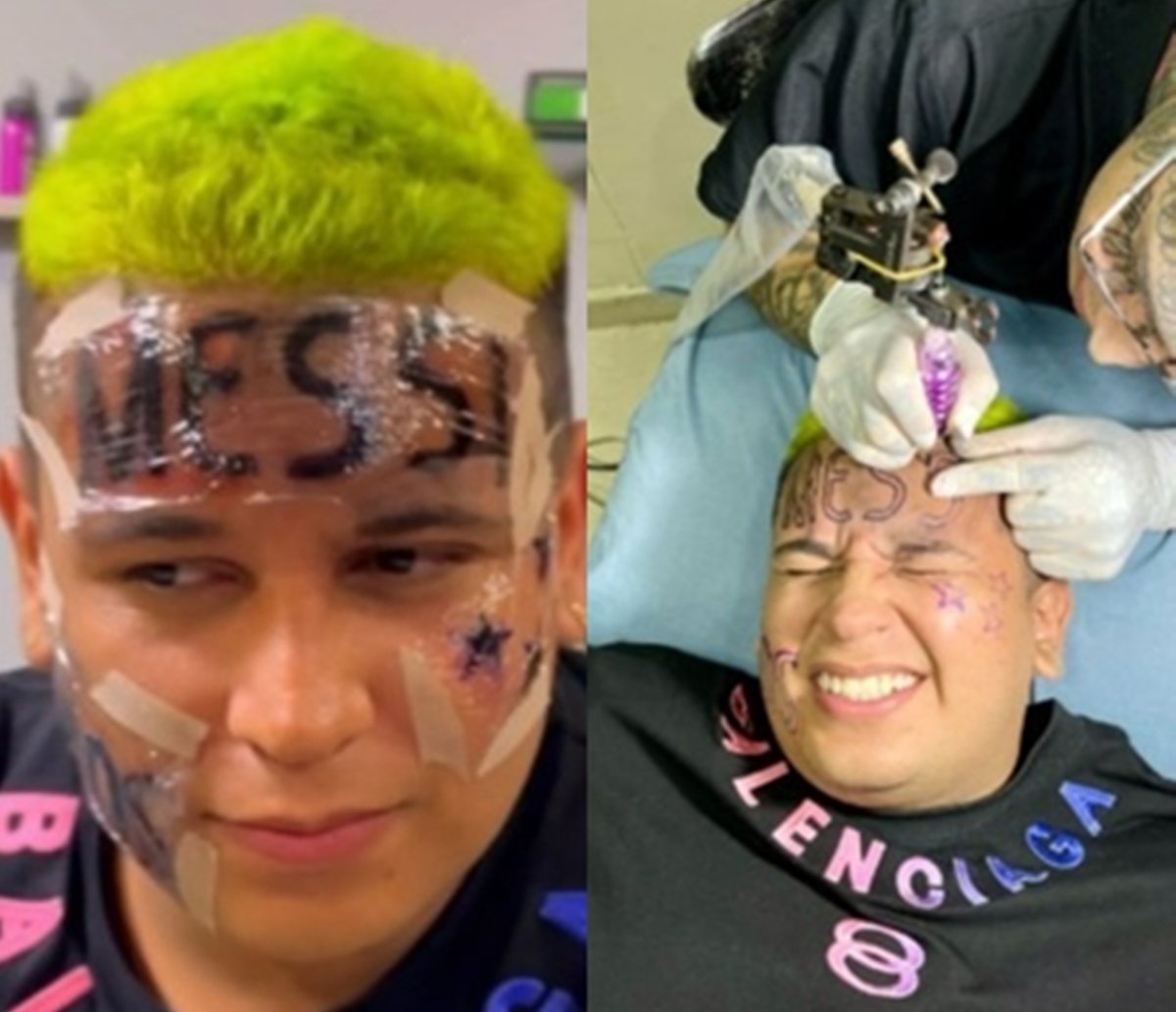 Influencer colombiano tatua "Messi Deus" no rosto, mas se arrepende; "dizem que não sou exemplo positivo"