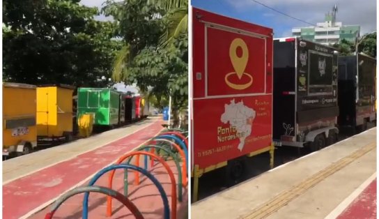 Moradores denunciam ocupação desordenada de food trucks em praça pública de Piatã