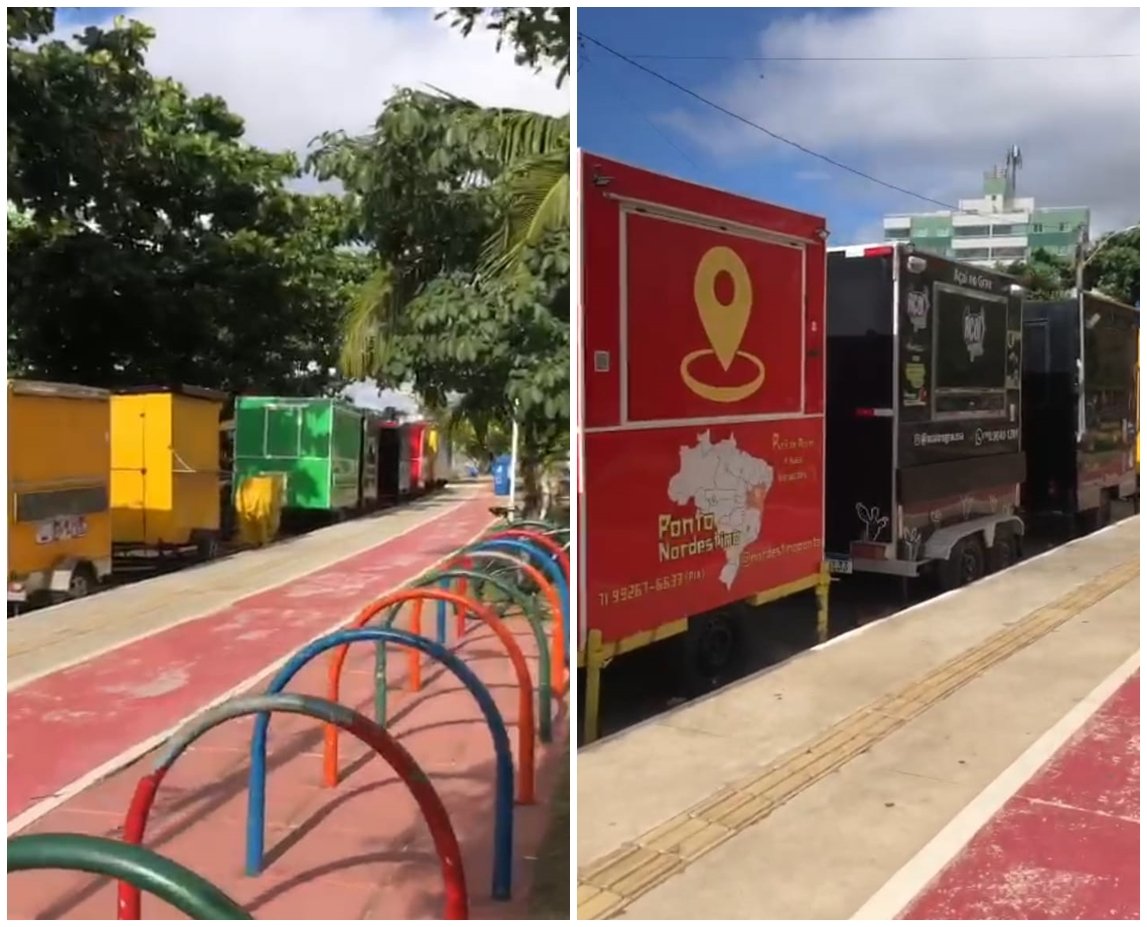 Moradores denunciam ocupação desordenada de food trucks em praça pública de Piatã