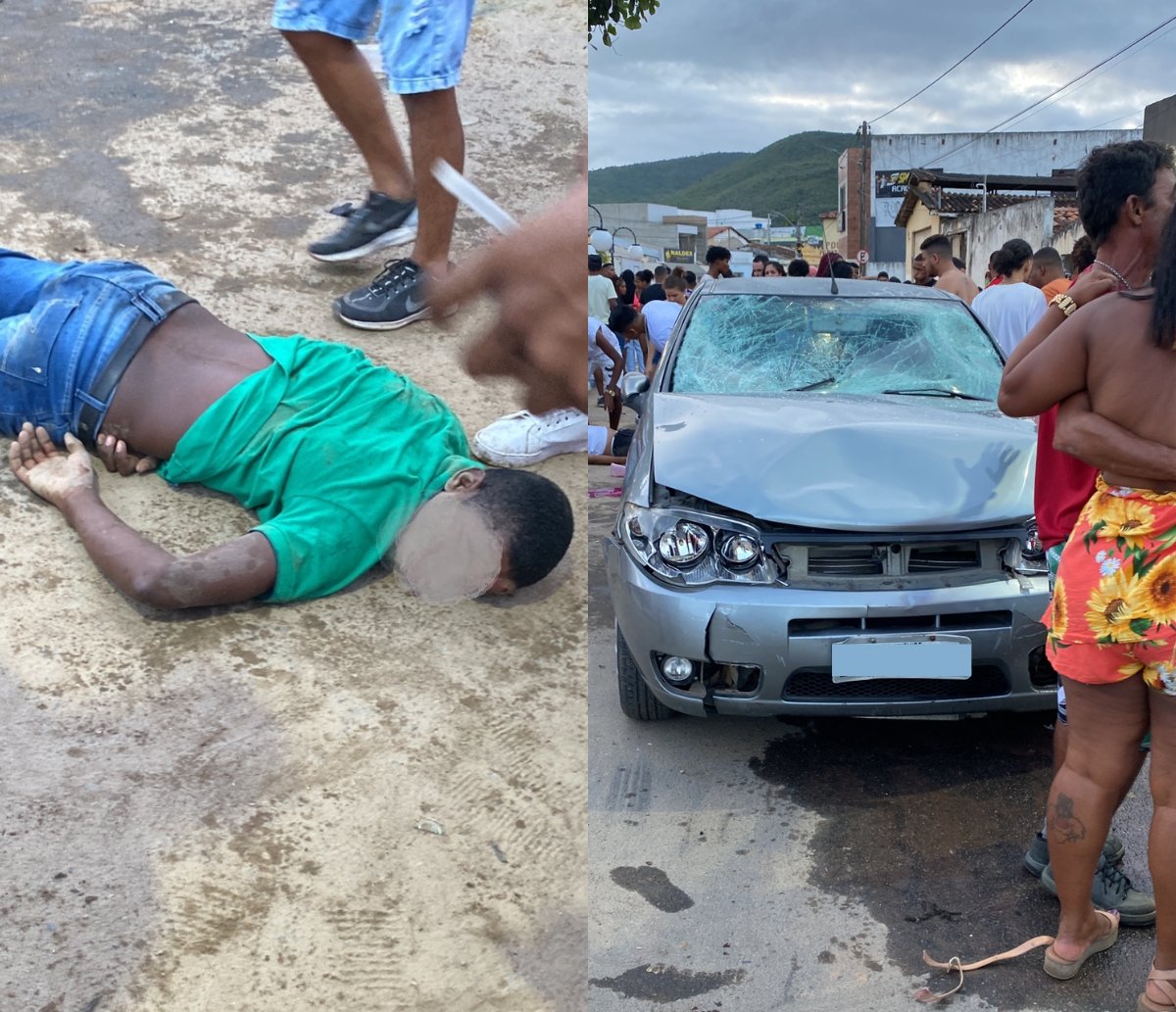 Carro avança sobre multidão e deixa feridos em Santa Inês, o motorista foi espancado 