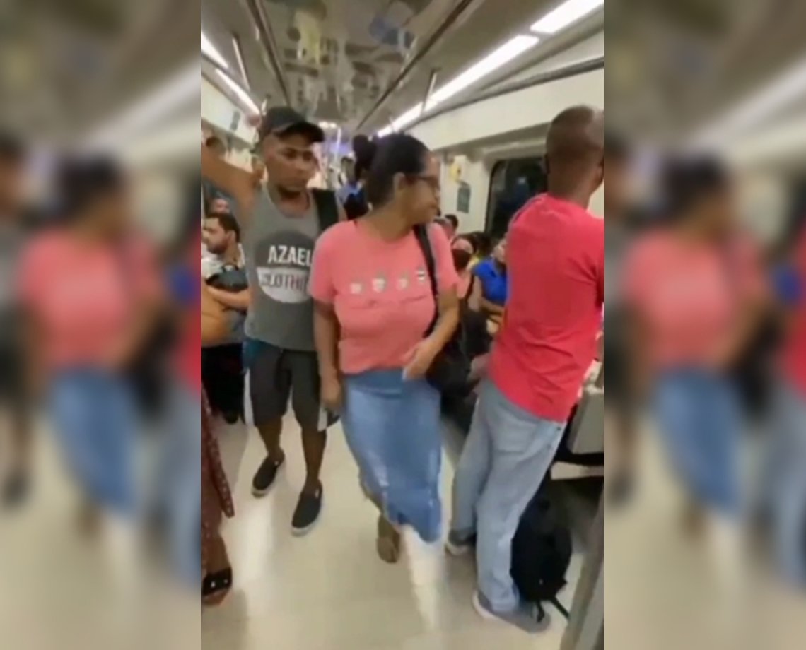 Vídeo: Mulher dá "reverse" em briga no metrô de Salvador e dá tapa "de ré"