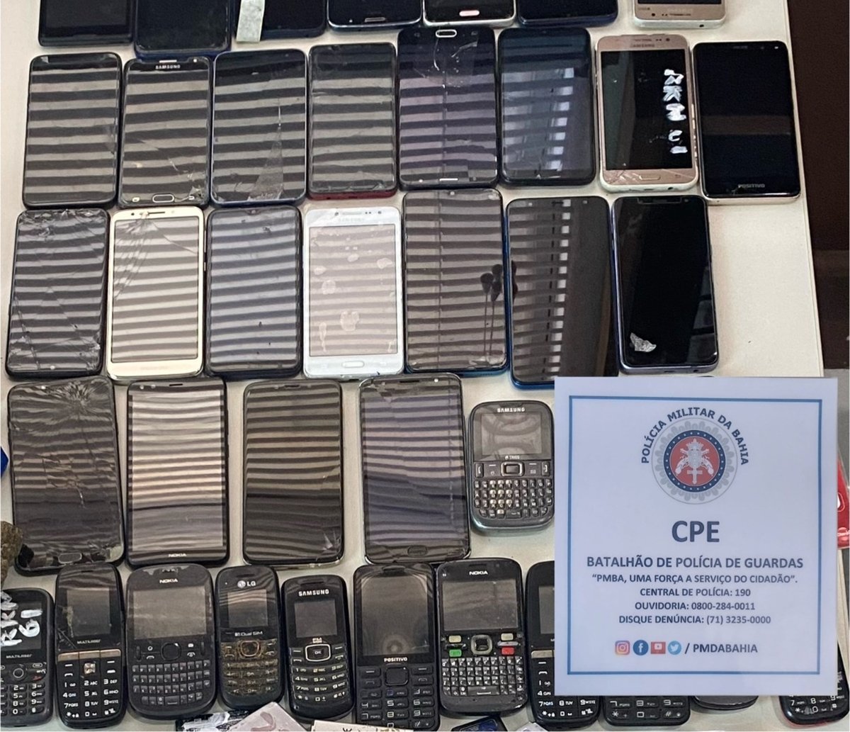 Quarenta celulares que seriam arremessados para presídio de Salvador são apreendidos  