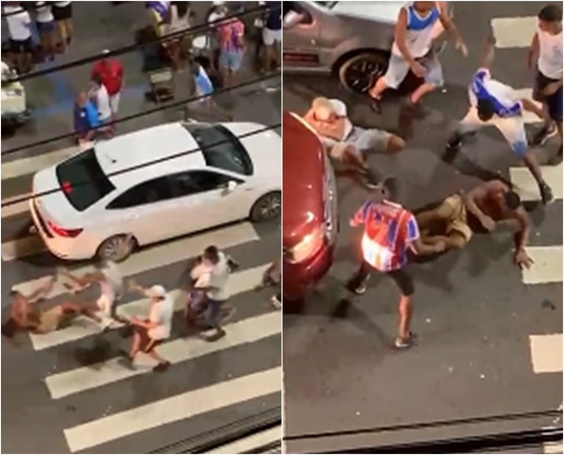 Cenas lamentáveis: torcedores do Bahia agridem homem e picham metrô após BaVi de torcida única; vídeo