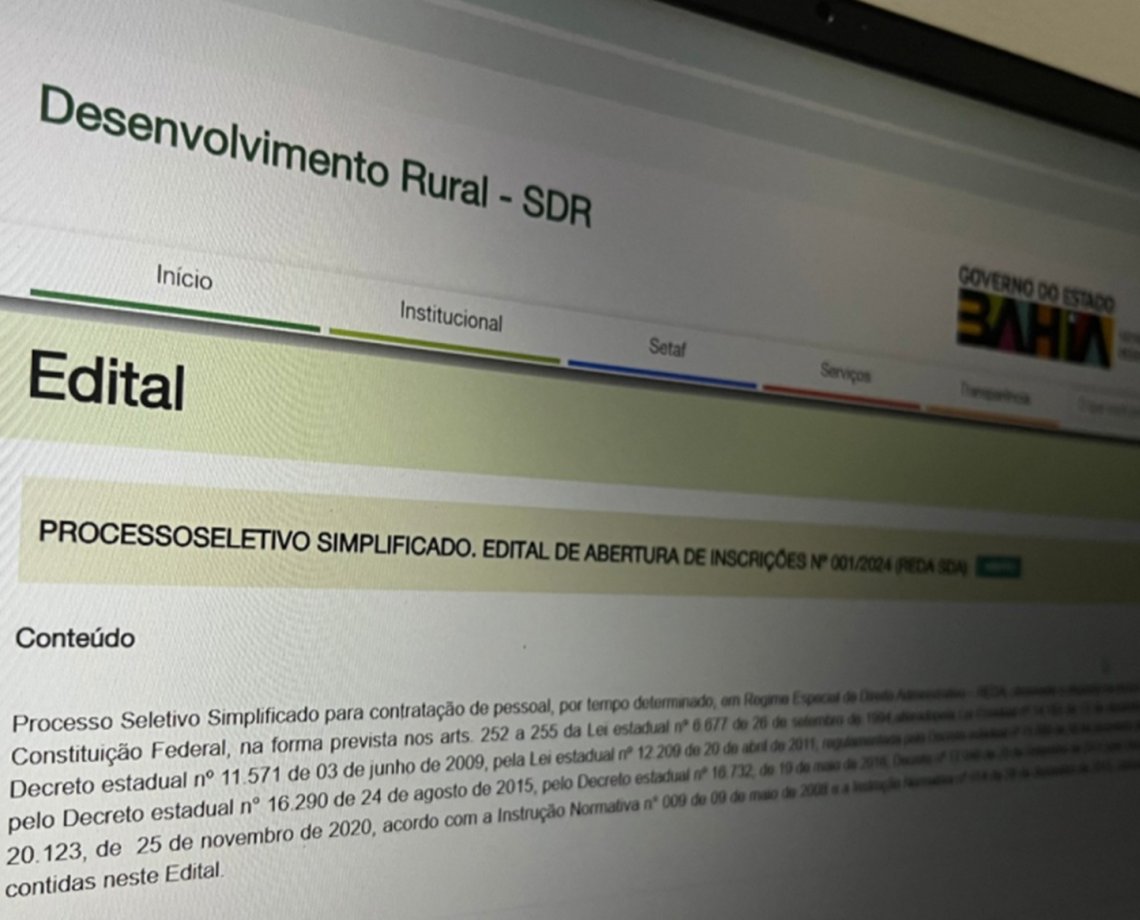 Secretaria de Desenvolvimento Rural abre REDA com 193 vagas