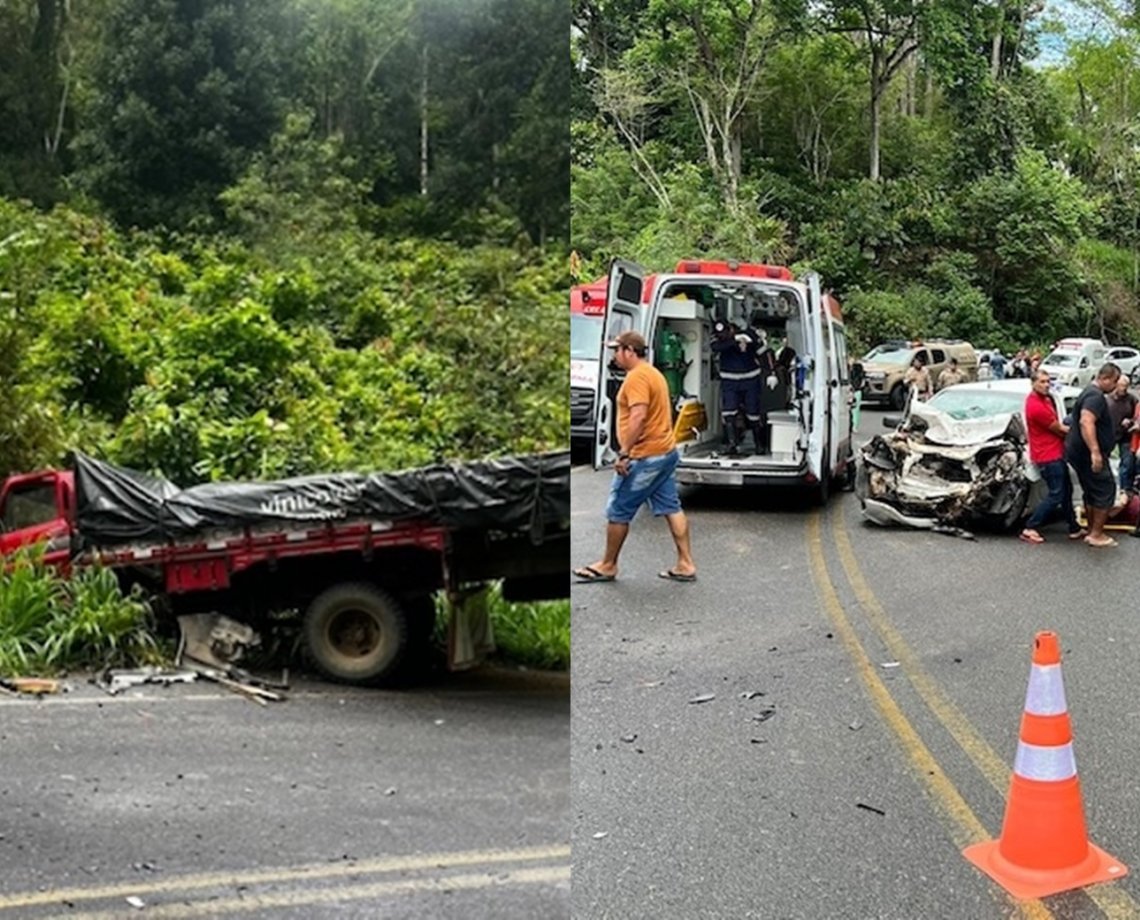 Acidente entre caminhão e carro de passeio deixa uma pessoa morta no sul da Bahia