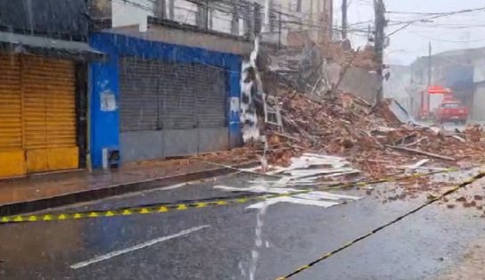 Cães farejadores ajudam bombeiros a fazer varreduras em escombros de casarão na Baixa dos Sapateiros