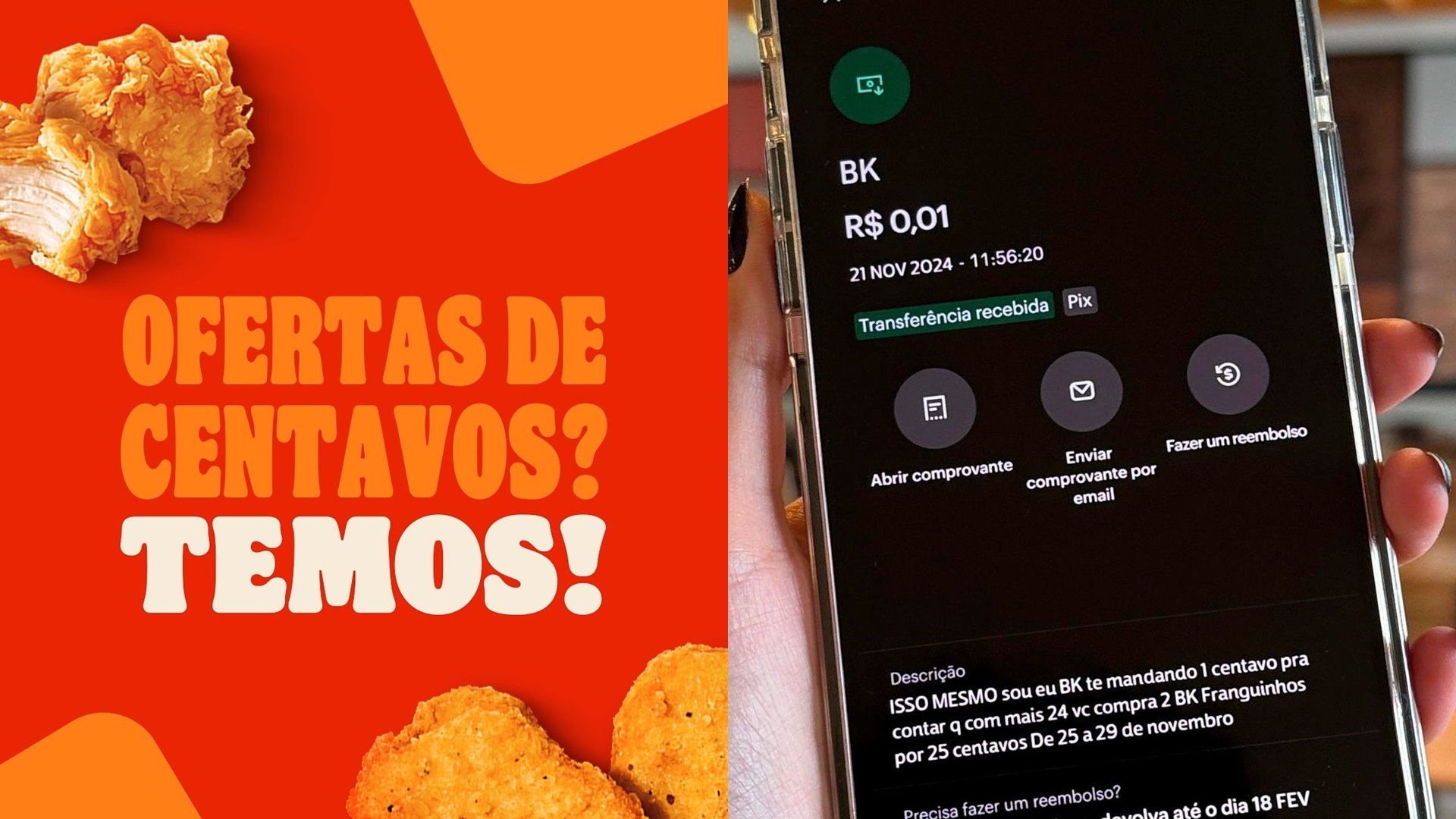 Burger King envia pix de R$ 0,01 para clientes na Black Friday