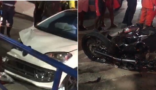 Acidente envolvendo carro e moto deixa uma pessoa morta na Avenida Bonocô