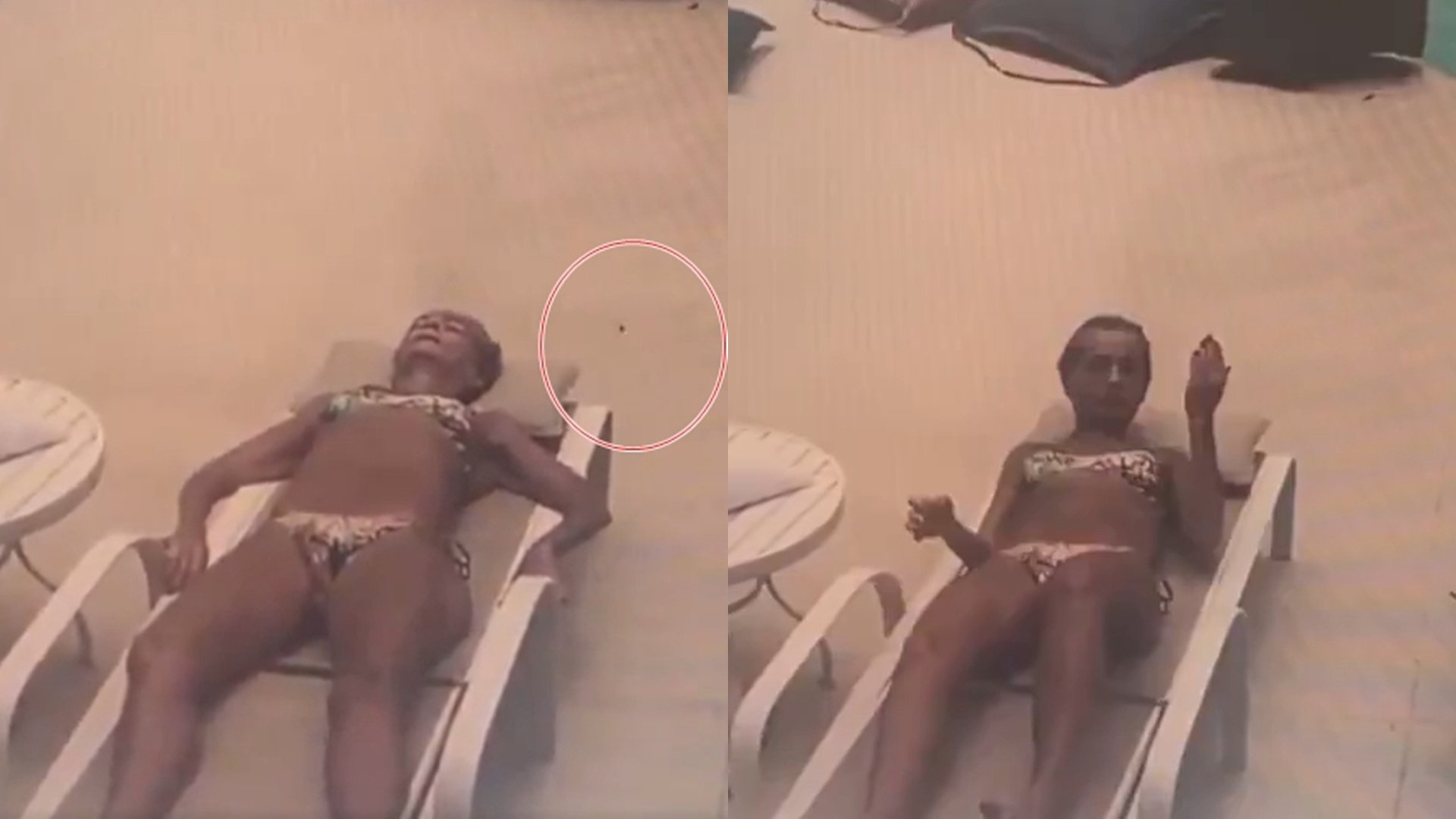 Vídeo mostra momento em que mulher é atingida por bala perdida enquanto tomava sol