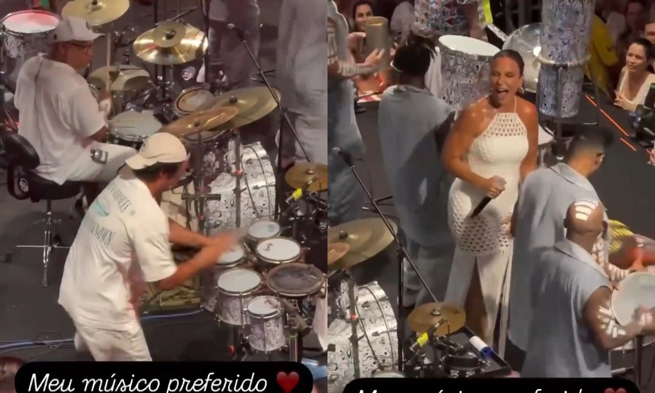 Filho de Ivete rouba a cena na percussão durante ensaio da Timbalada: 'Meu músico preferido'