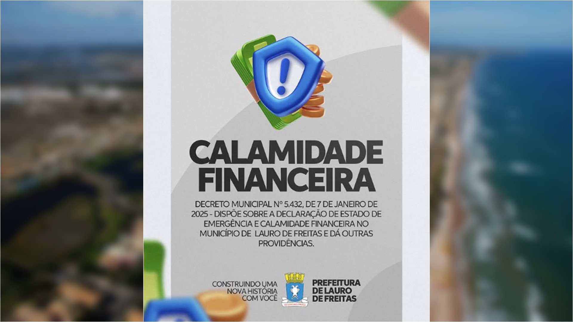 Com salários de servidores atrasados, Lauro de Freitas decreta calamidade financeira