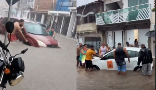 Moradores de Pojuca ficam ilhados após fortes chuvas; assista