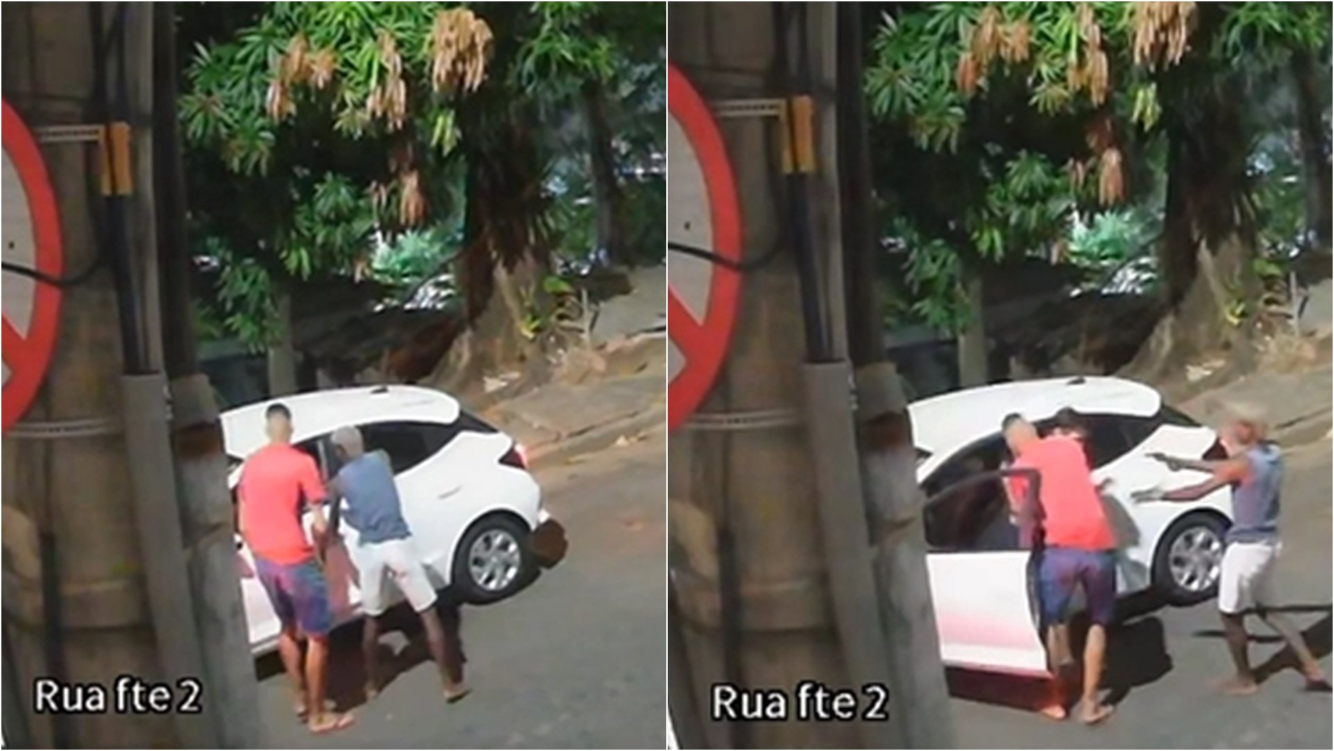 Vídeo mostra momento em que carro é tomado de assalto no Caminho das Árvores