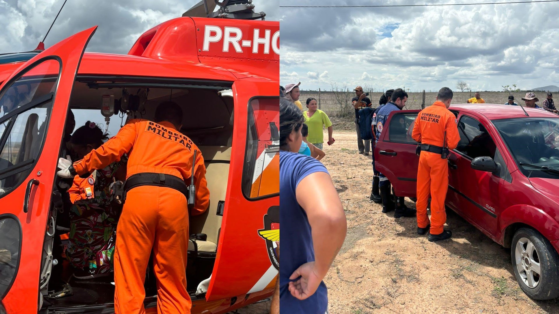 Bombeiros resgatam vítima de queimaduras na Bahia