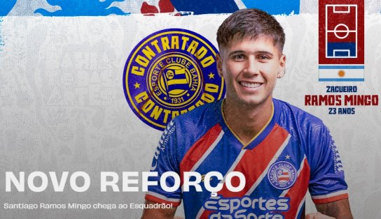 Bahia confirma a contratação do zagueiro Santiago Mingo, que assina contrato até 2029