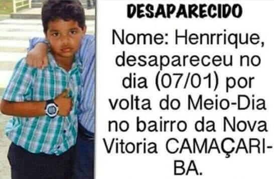 Camaçari: corpo de menino de 7 anos que estava desaparecido é encontrado