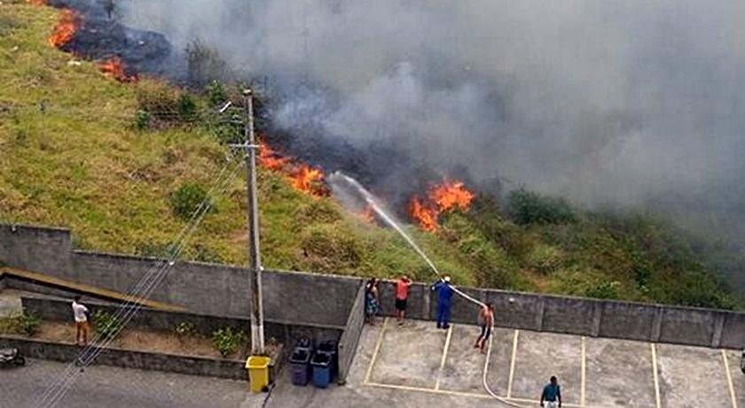 Incêndio em vegetação assusta moradores do bairro de Canabrava; veja vídeo