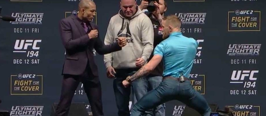 Em paz, José Aldo e McGregor se encararam antes do duelo do próximo sábado