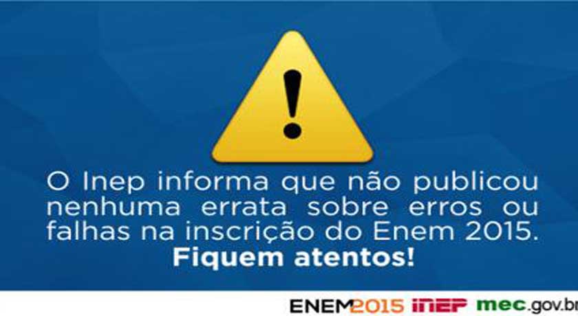 Inep alerta sobre falsos e-mails relacionados ao Enem