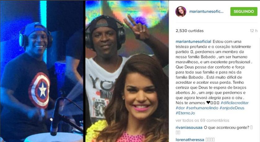 COMOÇÃO: Mari Antunes e Saulo lamentam morte de percussionista do Babado Novo, baleado em Brotas