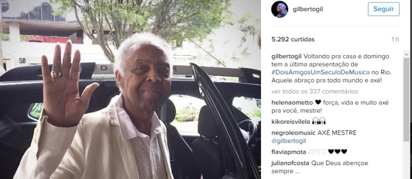 Gilberto Gil tem alta de hospital após seis dias de internação