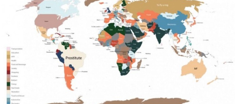 Mapa mostra os &#8216;produtos&#8217; de cada país mais procurados no Google; Confira a lista