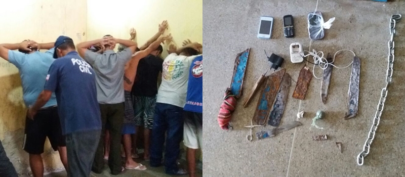 ALAGOINHAS: Polícia prende celulares, armas e drogas após revista em celas de unidade prisional