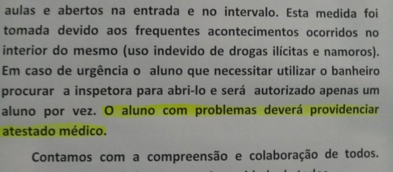 RESTRIÇÃO: Escola limita acesso ao banheiro para evitar uso de drogas e namoro entre alunos 