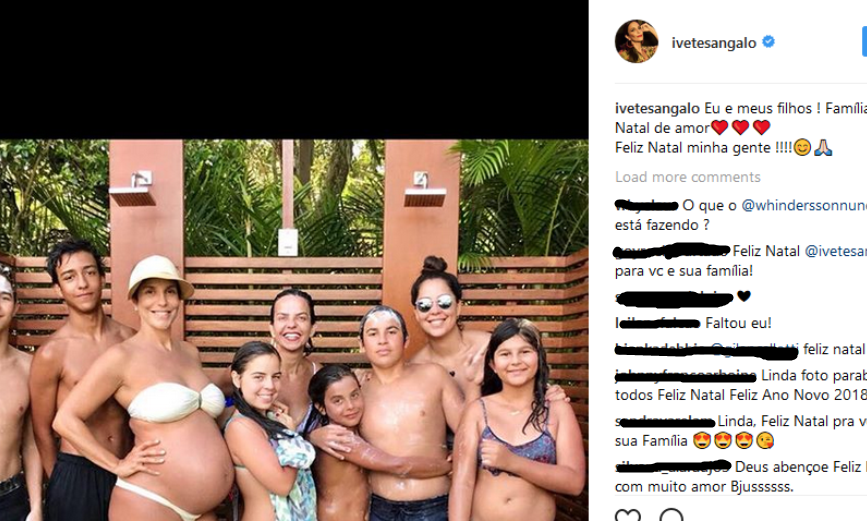 FELIZ DA VIDA: Exibindo o barrigão, Ivete Sangalo posta foto com os filhos e celebra o Natal