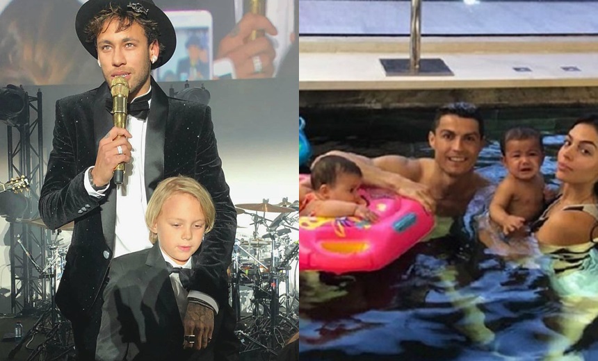 Ao lado dos filhos, Neymar e Cristiano Ronaldo celebram aniversários nesta segunda-feira