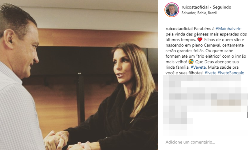 Rui Costa comemora nascimento das filhas de Ivete; &#8220;Certamente serão grandes foliãs&#8221;