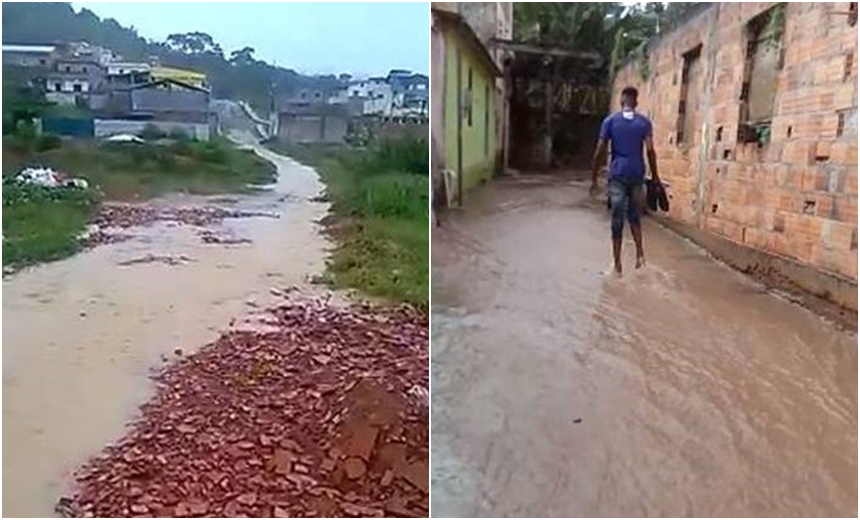 VEJA VÍDEOS: Chuva provoca alagamentos em vários bairros de Simões Filho