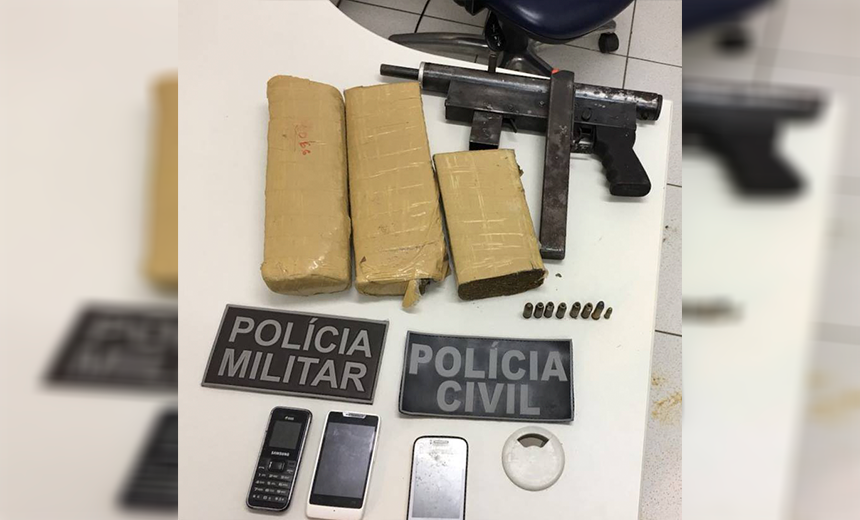 CAIU: Traficante é preso com drogas e uma submetralhadora na cidade de Iguaí