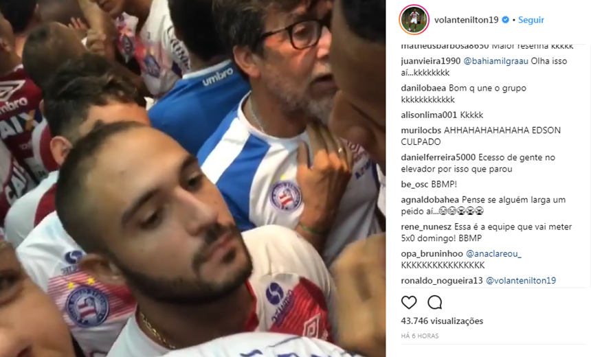 &#8220;DEU RUIM&#8221;: Jogadores do Bahia ficam presos em elevador de hotel