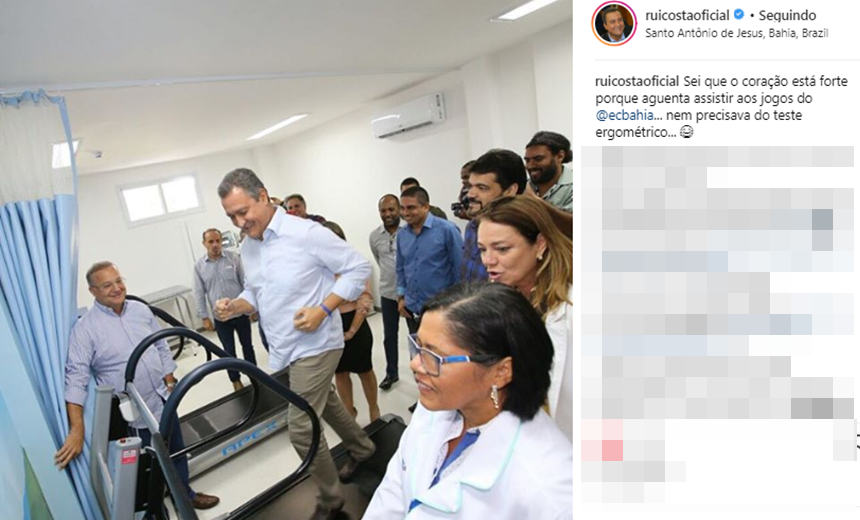 &#8220;Coração forte, aguenta os jogos do Bahia&#8221;, brinca Rui durante inauguração de Policlínica