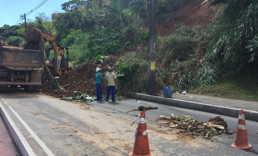 Deslizamento de terra assusta moradores e ameaça casas na Avenida Suburbana