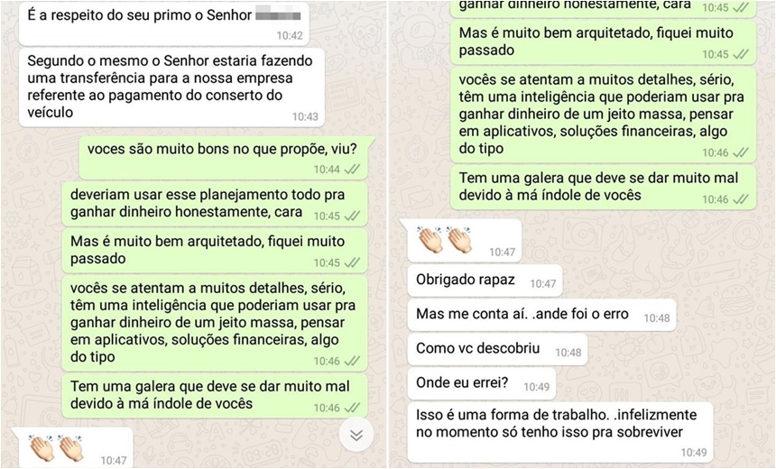 &#8220;Onde eu errei?&#8221;, questiona bandido ao tentar aplicar golpe pelo WhatsApp