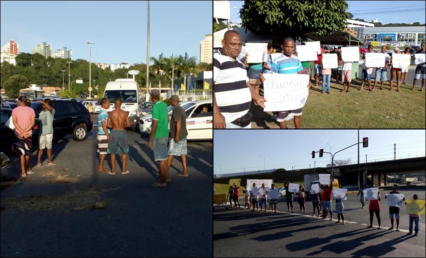 Grupo protesta contra suposta ação da PM em que mulher foi baleada, no São Gonçalo