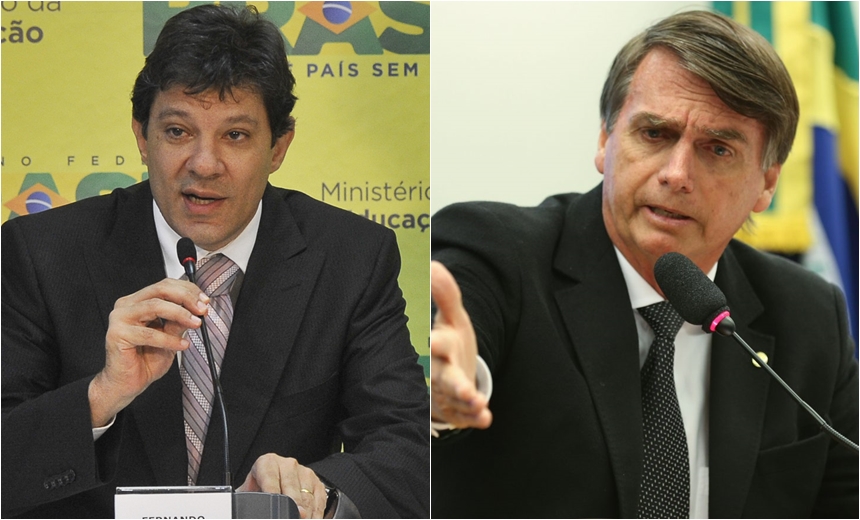 Bolsonaro, com 46% dos votos, enfrenta Haddad, com 28%, no segundo turno