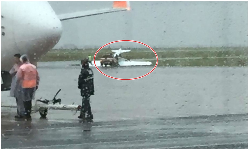 Após forte tempestade, avião vira em aeroporto de Maringá; ventos chegaram a 110 km/h