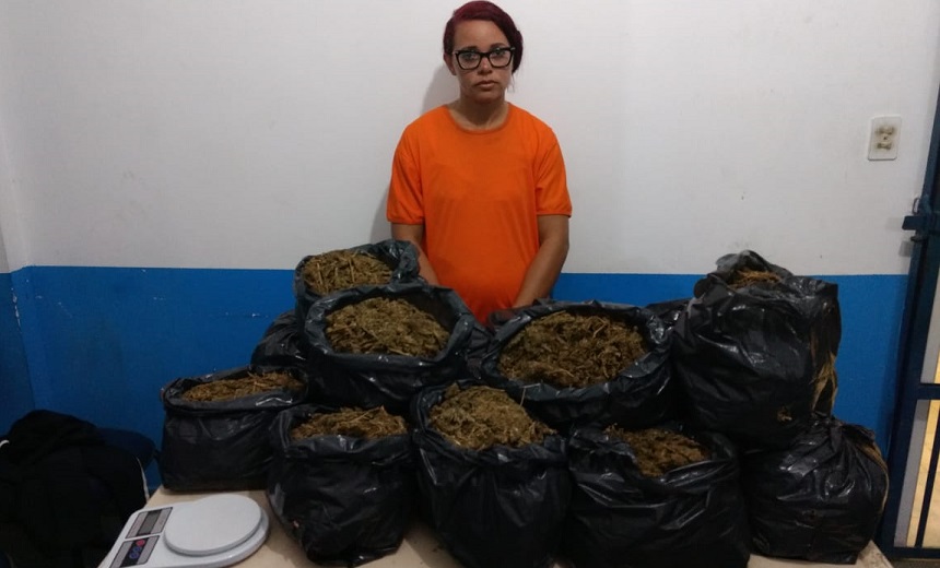 Mulher é detida em Feira de Santana com sacos de maconha avaliados em R$ 45 mil