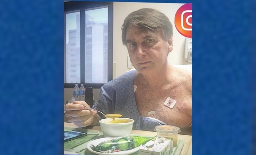 Almoçando no hospital, Bolsonaro agradece orações pela sua recuperação