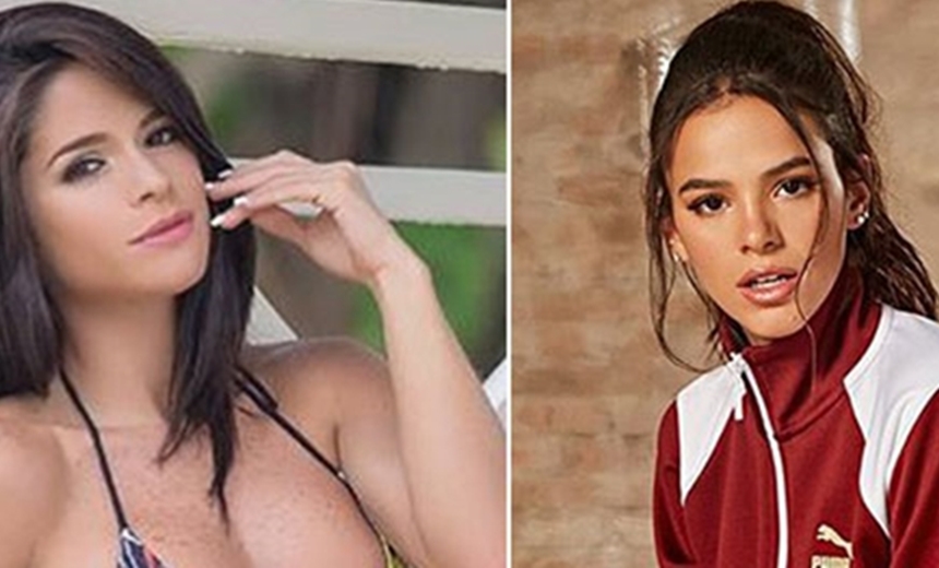 Sósia de Bruna Marquezine leva mordida de porco no bumbum; veja