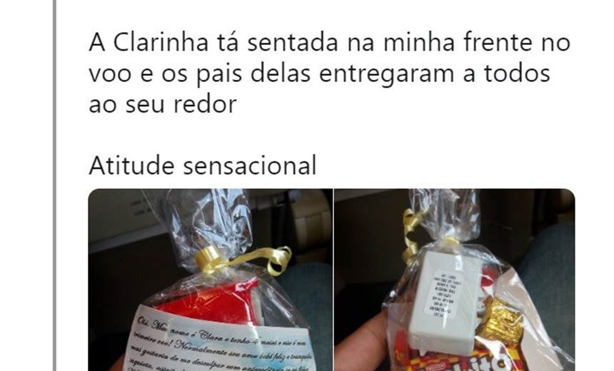 Prevenida, mãe distribui doces em avião, caso sua filha de apenas 4 meses chore na viagem; entenda