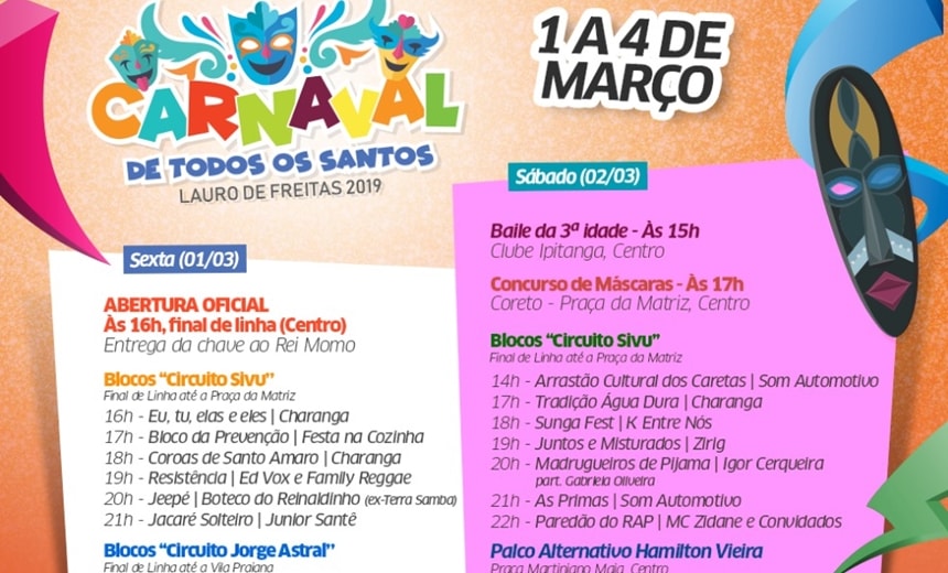 Lauro de Freitas abre nesta sexta-feira o &#8216;Carnaval de Todos os Santos&#8217;