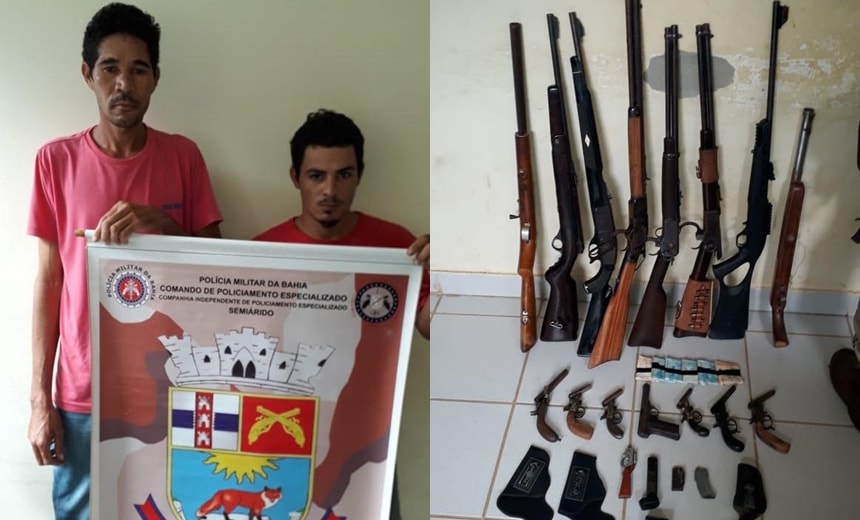 Polícia prende dupla com rifles, espingardas e pistolas em Xique-Xique