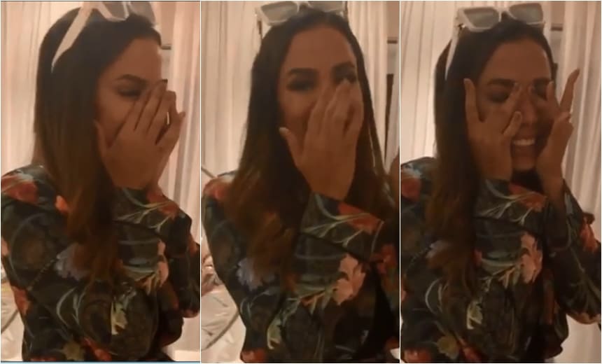 Anitta não contém emoção e cai aos prantos com presente de aniversário; assista